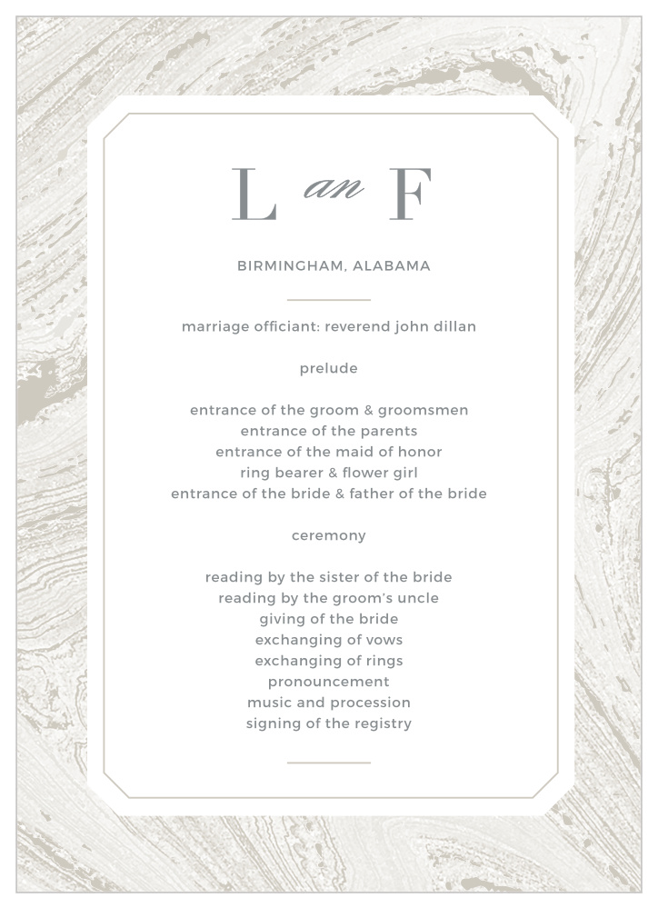 Marbled Paper Wedding Programs