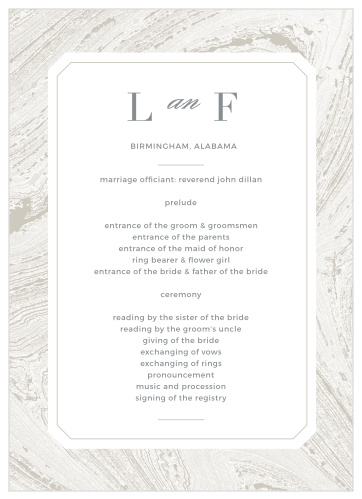 Marbled Paper Wedding Programs