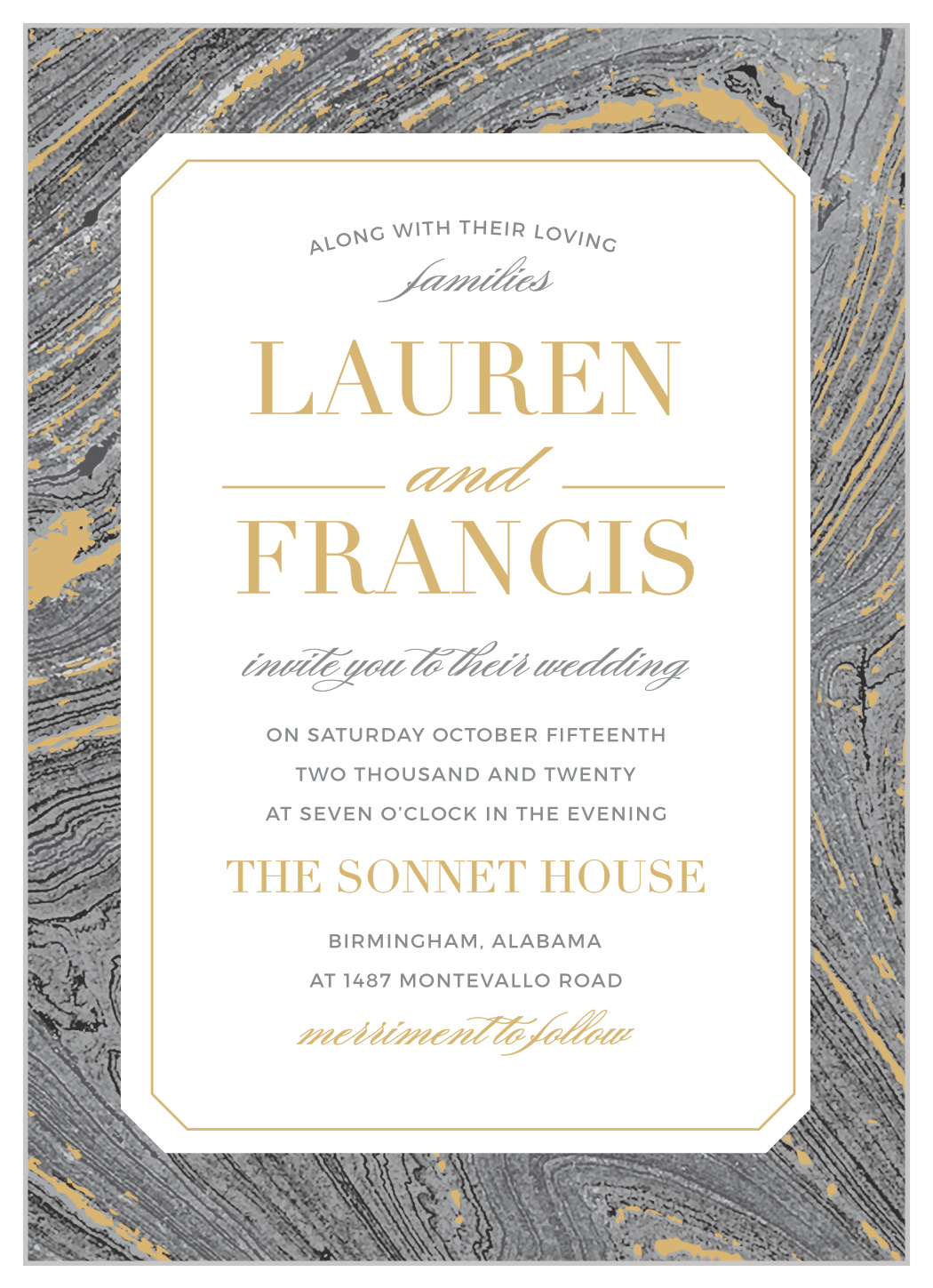 Marbled Paper Foil Wedding Invitations