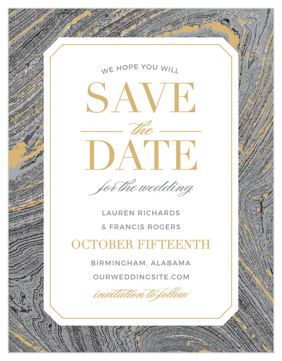 Marbled Paper Foil Save the Date Cards
