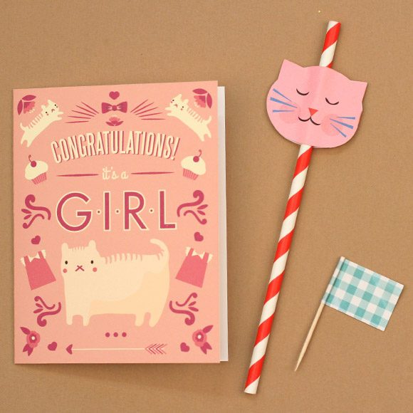 Size: 4.25&rdquo; x 5.5&rdquo; | 108mm x 140mmThese Cat Baby Cards are a fun way way to congratulate the upcoming parents to be. This designs can be downloaded for free. Have fun!