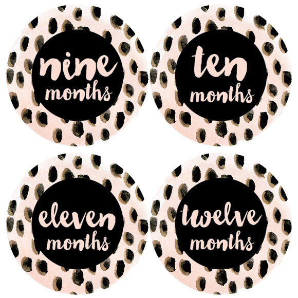 Size: 4" circle | 10.2cm circle Set up: 4 months on 8.5" x 11" page or A4, 3 pages total Colors: blush, pale blush, off-white, tan, blackCapture your baby's monthly milestones in style. Easy to download, print out on sticker paper, cut &amp; stick. Disclaimer: Please remove Baby Month Onesie Stickers before washing. Do not leave child unattended with sticker. Not intended as a toy.No printed stickers will be mailed to you. After you purchase this digital item, you can instantly download your PDF to print on your own.