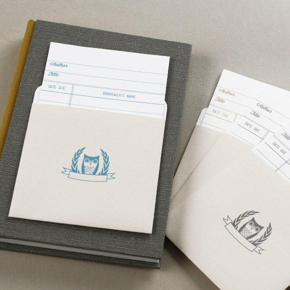 You can use these Owl Library Card Printables as a Note Card, as a Book Due Date Card or maybe even as a Place Card at your own wedding. The size is 3" x 5". These cards are available to download for free in four different colors.
