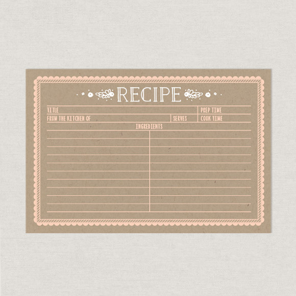 These 4" x 6" recipe card printables can be filled out in Adobe Acrobat so you don't have to hand write them.&nbsp;These printable cards have a rustic and vintage feel that is sure to fit with any kitchen decor. Whether you're saving favorite cookie recipes, or planning a holiday feast, we hope this printable will inspire you to have some fun in the kitchen!This item includes 2 pages, 2 recipe cards per page, front and back.Please note, this file should be printed on white or cream stock, the kraft look is part of the background design. This is a Digital Item for you to print on your own, no recipe cards will be mailed to you.&nbsp;After you purchase this item, you'll receive a confirmation email. In this email click on the link "Kraft Recipe Cards" to instantly download your PDF.