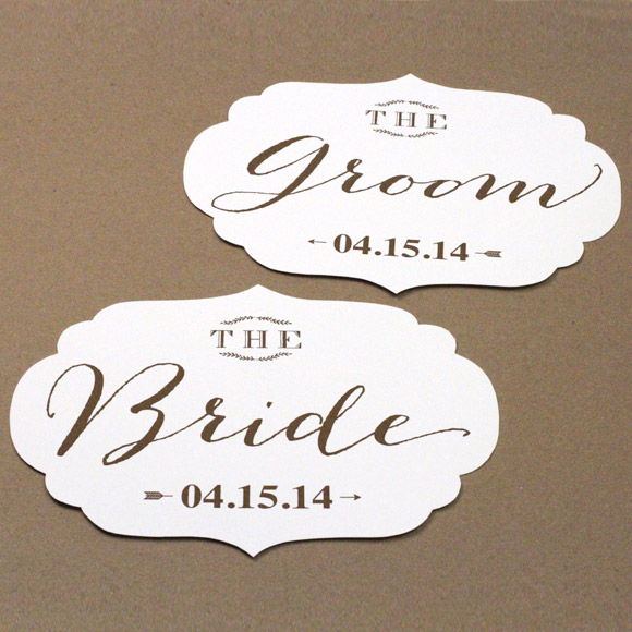 These stylish and Bride and Groom chair signs are an eye-catching wedding decoration. They are available in 3 different color options: gray, brown and black. Add a ribbon or rope to hang them on your chairs.Size: 10.5" x 7.8", set up 1 sign per page, 6 pages total.This is a Digital Item for you to print on your own, no printed cards will be mailed to you.&nbsp;After you purchase this item, you'll receive a confirmation email. In this email click on the link "Bride and Groom Chair Signs PDF" to instantly download your PDF.