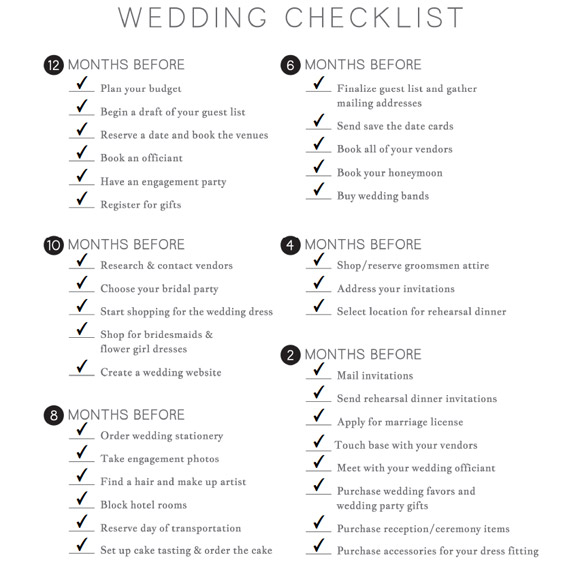 To help keep you organized in your wedding planning, we&rsquo;ve created a simple wedding planning checklist of important tasks you will need to accomplish each month leading up to the wedding day. Things like when to plan your wedding budget, decide on your wedding venue, choose your bridal party, order wedding invitations and pick your wedding rings. While it may all see overwhelming, fear not it can be done with a little organization! We hope this wedding planning checklist helps keep you on top of your to do&rsquo;s before you say I do!