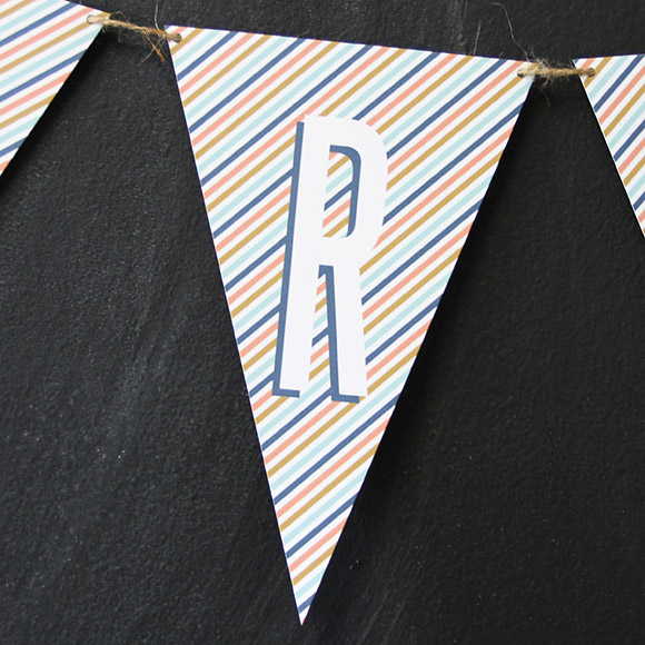 Bunting Flags are a fun decoration for any party or celebration, such as birthday parties, graduation parties, wedding related parties and baby showers. Available in the entire alphabet, you can create whichever word you want, for example: HAPPY BIRTHDAY, WELCOME, PARTY, BABY SHOWER, etc. Creating your own bunting flags is easy:1. Print on 8.5 x 11 Cardstock  2. Cut along the edge using scissors or X-Acto knife    3. Punch a hole on both corners of the flag. 4. Thread ribbon, twin or yarn through the holes.