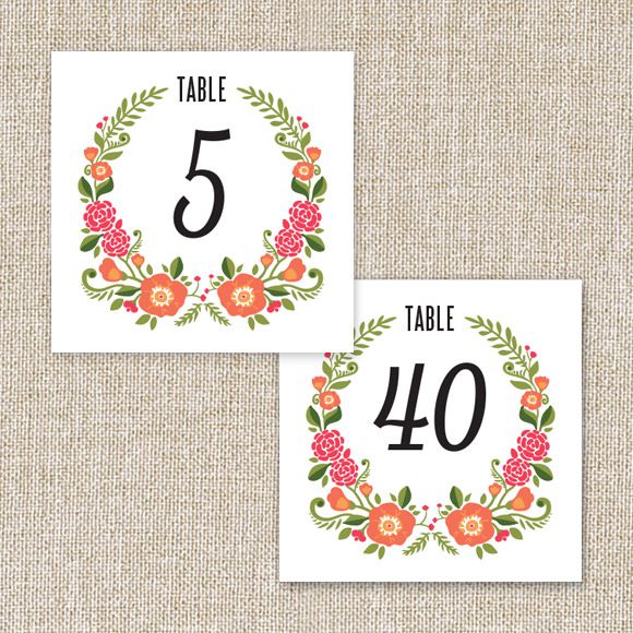Size: 5" x 5" | 12.7cm x 12.7cm Set up: 2 table numbers on 8.5" x 11" page or A4, 20 pages total. Colors: black, green, tea, coral, pinkAvailable in the numbers 1 through 40. No printed table numbers will be mailed to you. After you purchase this digital item, you can instantly download your PDF to print on your own. 