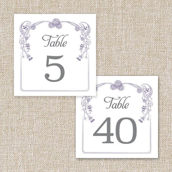Size: 5" x 5" | 12.7cm x 12.7cm Set up: 2 table numbers on 8.5" x 11" page or A4, 20 pages total. Colors: gray, dusty purpleAvailable in the numbers 1 through 40. No printed table numbers will be mailed to you. After you purchase this digital item, you can instantly download your PDF to print on your own. 