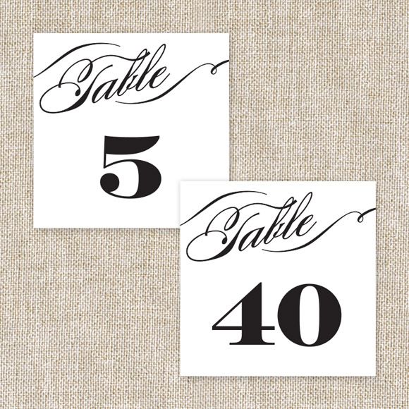 Size: 5" x 5" | 12.7cm x 12.7cm Set up: 2 table numbers on 8.5" x 11" page or A4, 20 pages total. Colors: blackAvailable in the numbers 1 through 40. No printed table numbers will be mailed to you. After you purchase this digital item, you can instantly download your PDF to print on your own. 