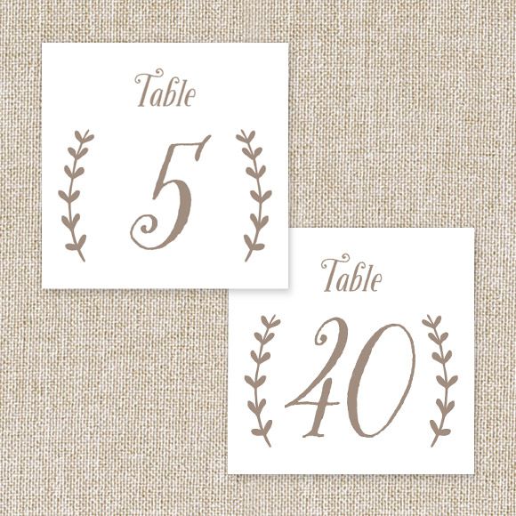 Size: 5" x 5" | 12.7cm x 12.7cm Set up: 2 table numbers on 8.5" x 11" page or A4, 20 pages total. Colors: dark beigeAvailable in the numbers 1 through 40. No printed table numbers will be mailed to you. After you purchase this digital item, you can instantly download your PDF to print on your own. 