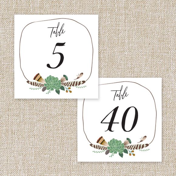 Size: 5" x 5" | 12.7cm x 12.7cm Set up: 2 table numbers on 8.5" x 11" page or A4, 20 pages total. Colors: green, black, earth, tan, brownAvailable in the numbers 1 through 40. No printed table numbers will be mailed to you. After you purchase this digital item, you can instantly download your PDF to print on your own. 