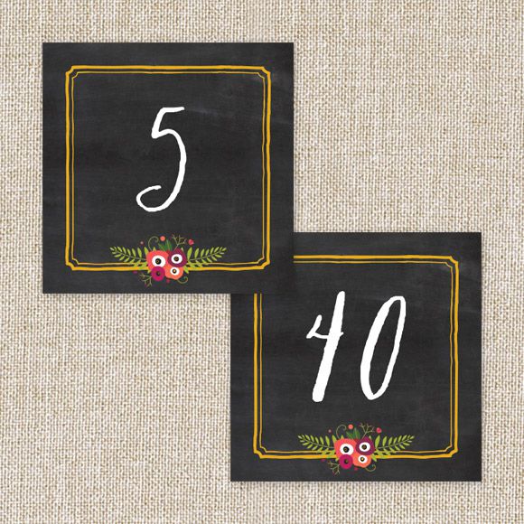 Size: 5" x 5" | 12.7cm x 12.7cm Set up: 2 table numbers on 8.5" x 11" page or A4, 20 pages total. Colors: chalkboard, golden, coral, wine, green, whiteAvailable in the numbers 1 through 40. No printed table numbers will be mailed to you. After you purchase this digital item, you can instantly download your PDF to print on your own. 