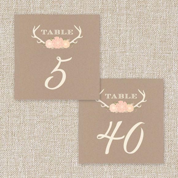Size: 5" x 5" | 12.7cm x 12.7cm Set up: 2 table numbers on 8.5" x 11" page or A4, 20 pages total. Colors: kraft, cream, peach, blush, tea, khaki. This design should be printed on a white paper stock, the design includes kraft color background.Available in the numbers 1 through 40. No printed table numbers will be mailed to you. After you purchase this digital item, you can instantly download your PDF to print on your own. 