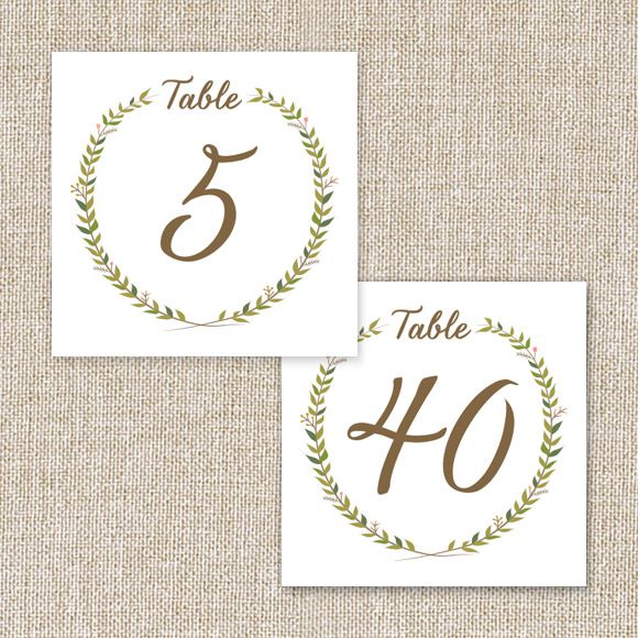 Size: 5" x 5" | 12.7cm x 12.7cm Set up: 2 table numbers on 8.5" x 11" page or A4, 20 pages total. Colors: green, tea, espresso, pink, goldenAvailable in the numbers 1 through 40. No printed table numbers will be mailed to you. After you purchase this digital item, you can instantly download your PDF to print on your own. 