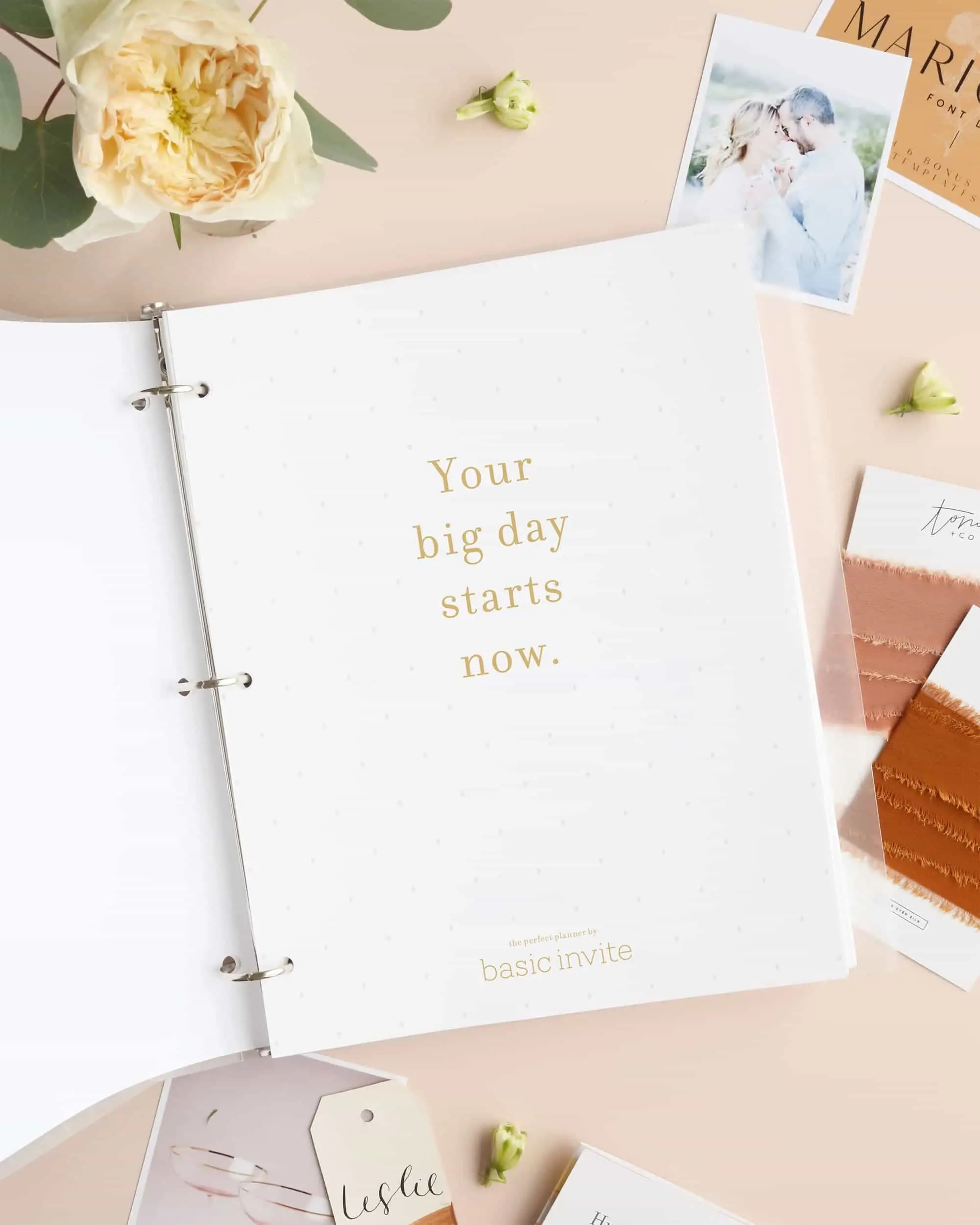Meet the Perfect Wedding Planner™ by Basic Invite. We’ve compiled all of our essential planning tools into one huge downloadable PDF. This thoughtful guide is over 100 pages and will hold your hand each step of the way in planning your big day.Inside you will find:Detailed checklists and timelinesYearly, monthly, weekly, and daily calendarsSample budgetsWedding vendor worksheetsGuest list and seating worksheetsPro Tips to save you time and moneySpecial discount code for Basic Invite products

Size: 8.5" x 11" paper or A4 Pages: 103 pages total