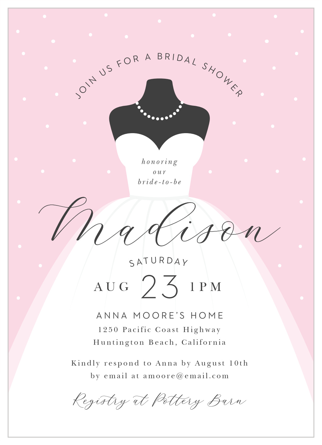 Wedding Dress Bridal Shower Invitations