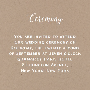 Basic Invite Ceremony Cards