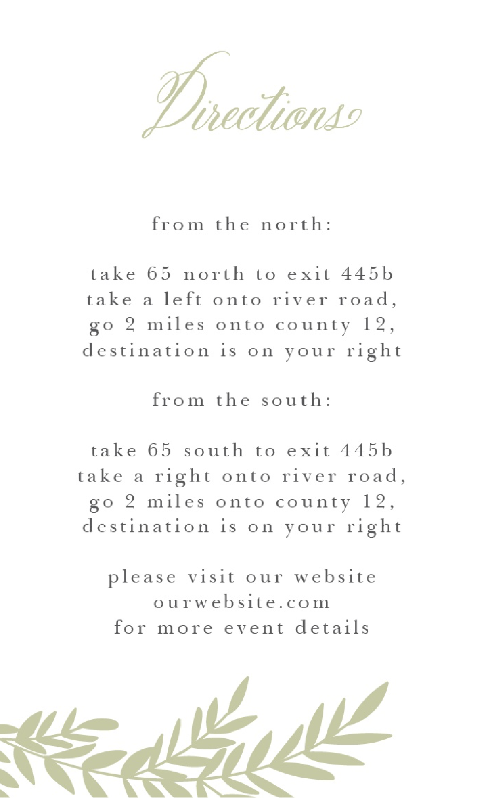 Basic Invite Direction Cards