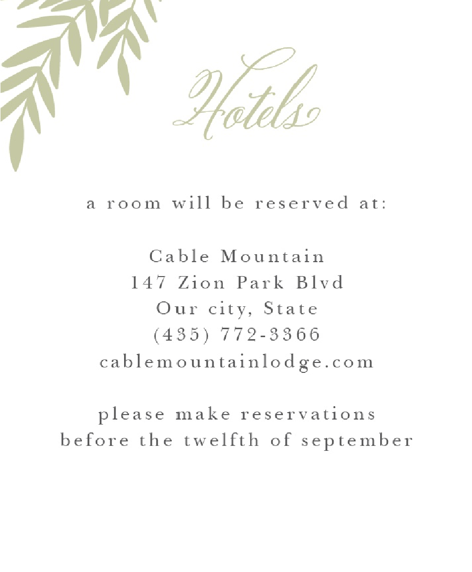 Basic Invite Accommodation Cards