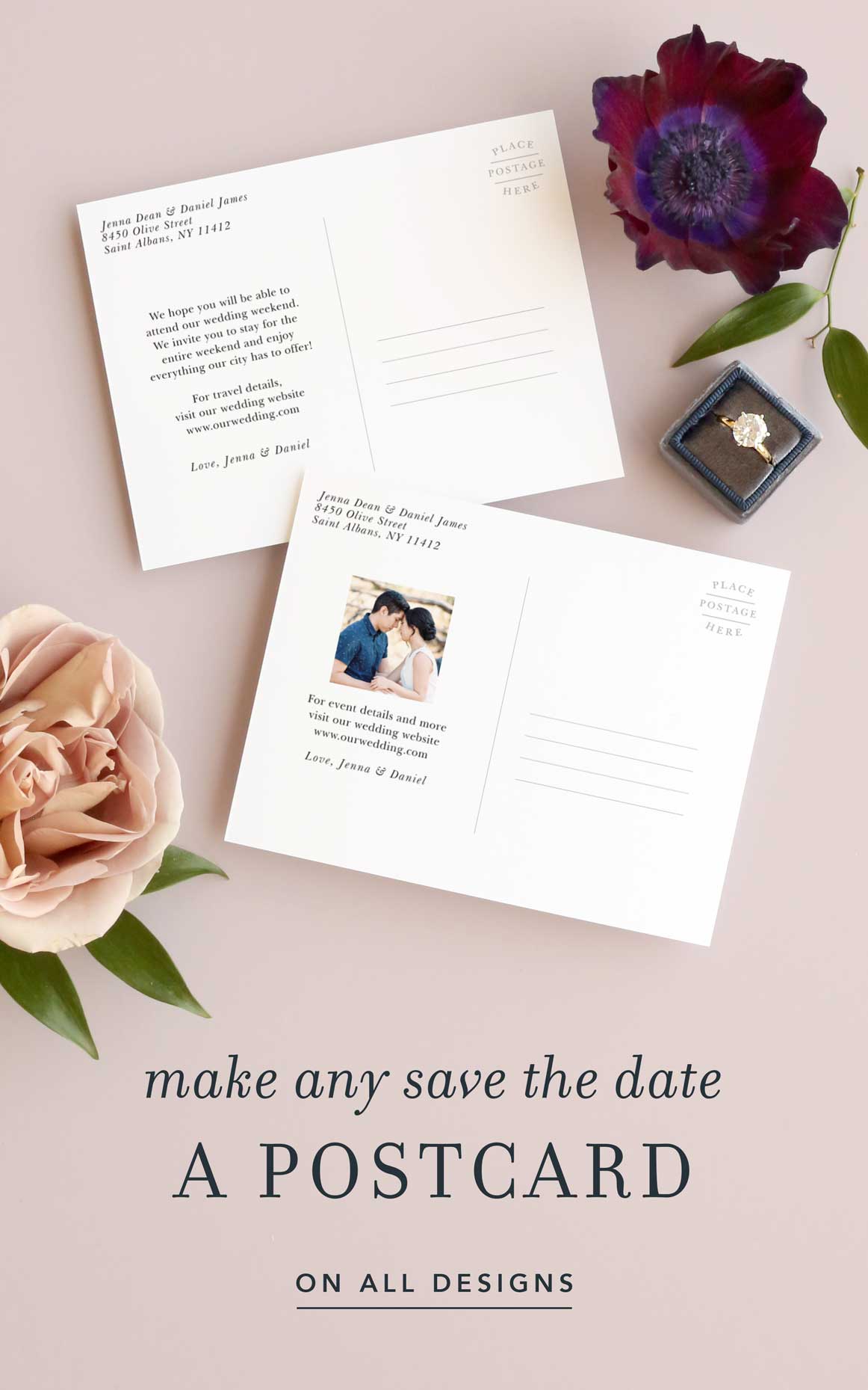 Make any save the date a postcard!